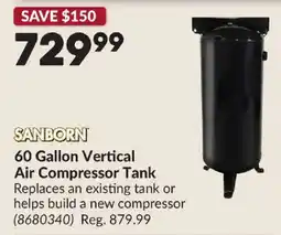 Princess Auto Sanborn 60 Gallon Vertical Air Compressor Tank offer