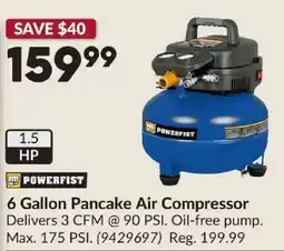 Princess Auto Powerfist 6 Gallon Pancake Air Compressor offer