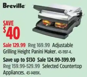 Breville Adjustable Grilling Height Panini Maker