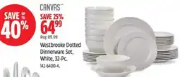 Canadian Tire Canvas westbrooke dotted dinnerware set white offer