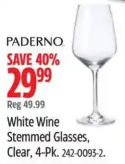 Canadian Tire Paderno white wine stemmed glasses, clear offer