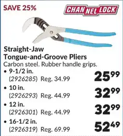 Princess Auto Channel lock straight-jaw tongue-and-groove pliers offer