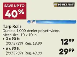 Princess Auto Powerfist tarp rolls offer