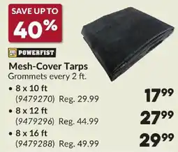 Princess Auto Powerfist mesh-cover tarps offer