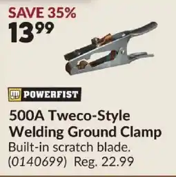 Princess Auto Powerfist 500a tweco-style welding ground clamp offer