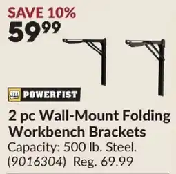 Princess Auto Powerfist 2 pc Wall-Mount Folding Workbench Brackets offer