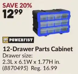 Princess Auto Powerfist 12-drawer parts cabinet offer