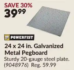 Princess Auto Powerfist 24 x 24 in. Galvanized Metal Pegboard offer