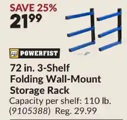 Princess Auto Powerfist 72 in. 3-Shelf Folding Wall-Mount Storage Rack offer