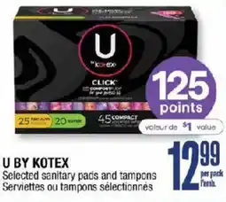 Jean Coutu U by Kotex selected sanitary pads and tampons offer