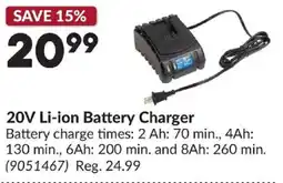 Princess Auto 20V Li-ion Battery Charger offer
