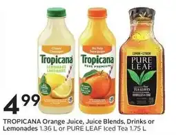 Sobeys Tropicana Orange Juice, Juice Blends, Drinks or Lemonades or Pure Leaf Iced Tea offer
