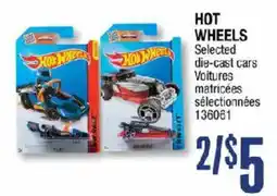 Jean Coutu Hot wheels selected die-cast cars offer