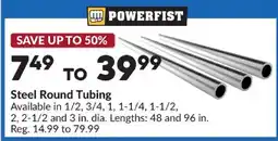 Princess Auto Powerfist steel round tubing offer