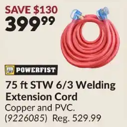 Princess Auto Powerfist 75 ft STW 6/3 Welding Extension Cord offer