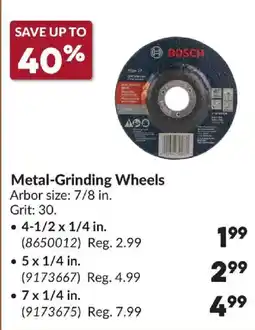 Princess Auto Bosch metal-grinding wheels offer