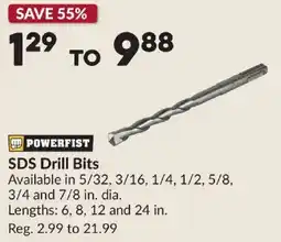 Princess Auto Powerfist sds drill bits offer