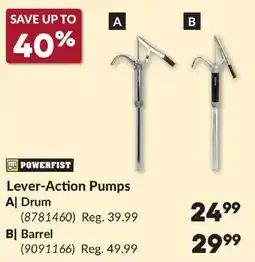 Princess Auto Powerfist lever-action pumps offer