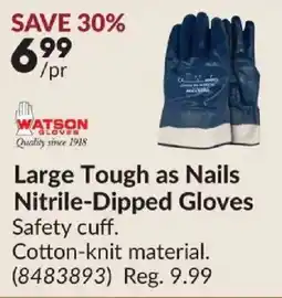 Princess Auto Watson gloves large tough as nails nitrile-dipped gloves offer