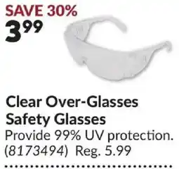 Princess Auto Clear Over-Glasses Safety Glasses offer