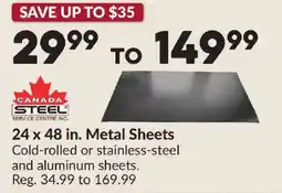 Princess Auto Canada steel 24 x 48 in. metal sheets offer