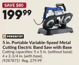 Princess Auto Powerfist 5 in. Portable Variable-Speed Metal Cutting Electric Band Saw with Base offer