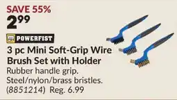 Princess Auto Powerfist 3 pc Mini Soft-Grip Wire Brush Set with Holder offer