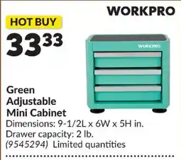 Princess Auto Workpro green adjustable mini cabinet offer
