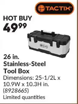 Princess Auto Tactix 26 in. Stainless-Steel Tool Box offer
