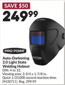 Princess Auto Pro Point auto-darkening 2.0 light state welding helmet offer