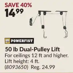 Princess Auto Powerfist 50 lb Dual-Pulley Lift offer