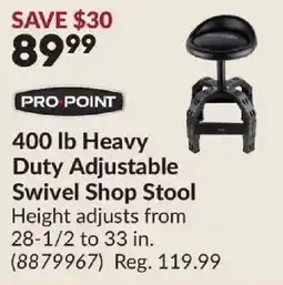 Princess Auto Pro Point 400 lb Heavy Duty Adjustable Swivel Shop Stool offer