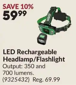Princess Auto Morf led rechargeable headlamp/flashlight offer