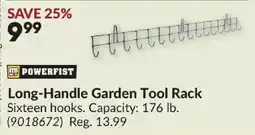 Princess Auto Powerfist long-handle garden tool rack offer