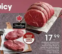 Sobeys Sterling Silver Fresh Boneless Top Sirloin Premium Oven Roast or Family Size Grilling Steaks offer