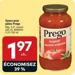 Giant Tiger Prego sauce for pasta offer