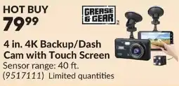 Princess Auto Grease & Gear 4 in. 4K Backup/Dash Cam with Touch Screen offer