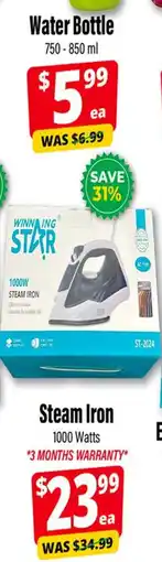 Iqbal Foods Winning Star steam iron offer