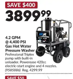 Princess Auto Wetjet gas hot water pressure washer offer