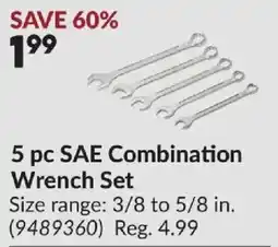 Princess Auto 5 pc SAE Combination Wrench Set offer