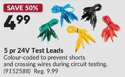 Princess Auto 5 pr 24V Test Leads offer