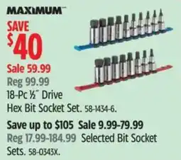 Canadian Tire Maximum 18-Pc 1/2" Drive Hex Bit Socket Set offer