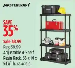 Canadian Tire Mastercraft adjustable 4-shelf resin rack offer
