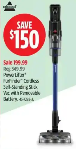 Canadian Tire Bissell PowerLifter FurFinder Cordless Self-Standing Stick Vac with Removable Battery offer