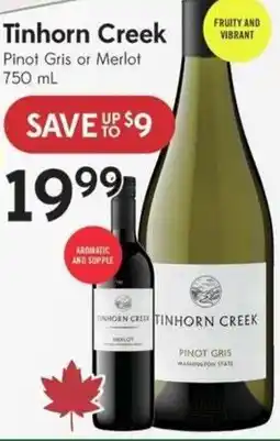 Sobeys Liquor Tinhorn Creek Pinot Gris or Merlot offer