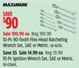 Canadian Tire Maximum 10-Pc 90-Tooth Flex-Head Ratcheting Wrench Set offer