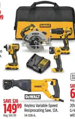 Canadian Tire DeWalt Keyless Variable-Speed Reciprocating Saw, 12A. offer