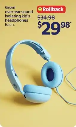 Walmart Grom over-ear sound isolating kid's headphones offer