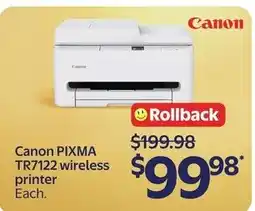 Walmart Canon PIXMA TR7122 wireless printer offer