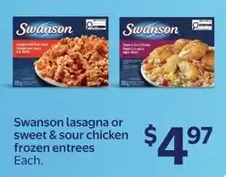 Walmart Swanson lasagna or sweet & sour chicken frozen entrees offer